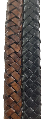 #ad Black or Brown 10 mm wide woven leather cord $6.42