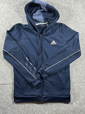 #ad Adidas Hoodie Adult Large Blue Climawarm Basketball Club Pullover Full Zip Men $22.44