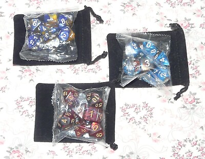 #ad 3 Sets of Dice with Pouches.  A3 $20.00