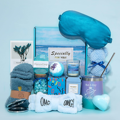 #ad Birthday Gifts for WomenBlue Gift Basket for Women Friendship Gift Relaxing Gif $56.99