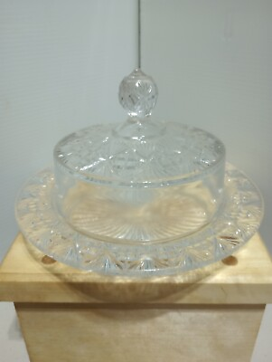#ad Vintage Glass Butter Cheese Dish with Flat Dome $17.75