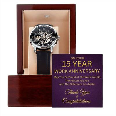 #ad 15th Work Anniversary Gift Mechanical Watch with LED Gift Box $89.96