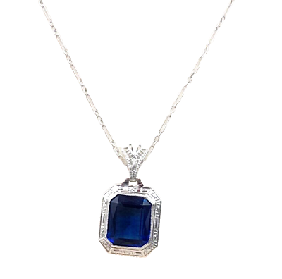 #ad Stunning Deep Blue Fluorite 14K Pendant on 14K White Gold 16quot; Chain Necklace $254.80