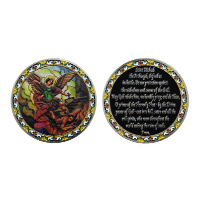 #ad Christmas Gifts Colorful Saint Michael Metal Coins Protect Collectibles Medal $3.70