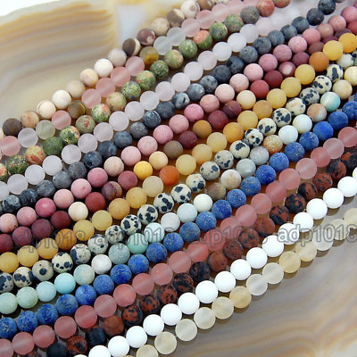 #ad Wholesale Natural Matte Gemstone Round Spacer Loose Beads 4mm 6mm 8mm 10mm 12mm $5.99