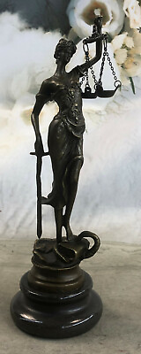 #ad LAWYER LAW STUDENT GRADUATION GIFT Lady Blind Justice Bronze Marble Statue $149.00