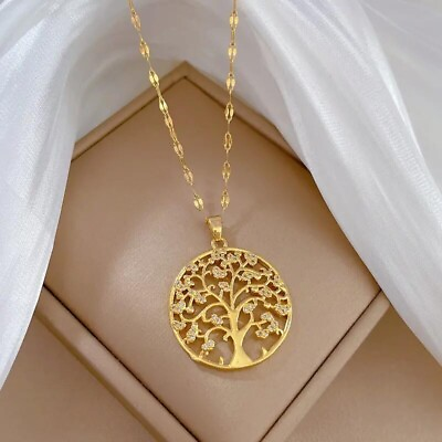 #ad Elegant Women Gold rhinestone tree of life pendant necklace decoration Gift New $12.98