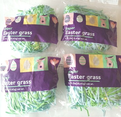 #ad 4x Green amp; Blue Easter Grass Paper Craft Decor Gift Basket Stuffing 1.25 oz 🎉 $7.94