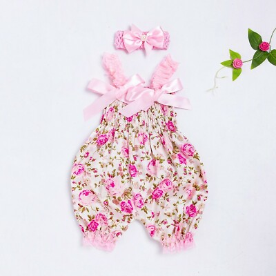 #ad Newborn Infant Baby Girls Floral Romper Bodysuit JumpsuitHeadband Set Clothes $10.67
