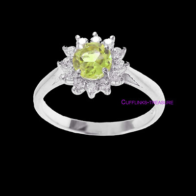#ad Natural Peridot amp; CZ Gemstones with 925 Sterling Silver Ring For women#x27;s #445 $42.75