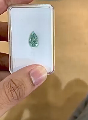 #ad 2ct natural diamond pear shape Green Colour VVS1 Clarity loose Jewelry $80.00