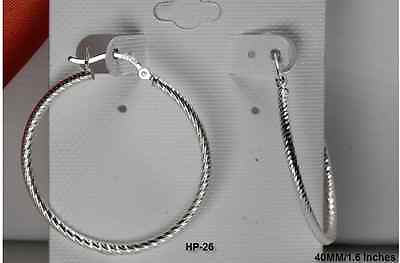 #ad STERLING SILVER 925 40MM BRAND NEW LIGHT WEIGHT ROPE STYLE PRETTY HOOP EARRINGS $13.90