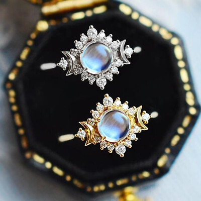 Women Unique 925 Silver FilledGold Plated Rings Moonstone Jewelry Size 6 10 C $3.08