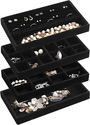 #ad Jewelry Organizer TrayStackable Velvet Jewelry TraysDrawer Inserts Earring Org $24.13