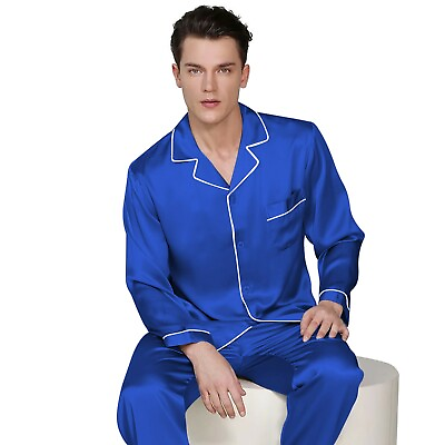 #ad Mens Silk Satin Pajama Set Top and Bottom ** Great Gift Idea ** $18.50