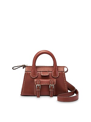 #ad CHLOE Women#x27;s Brown Solid Double Flat Strap Satchel Handbag $590.99