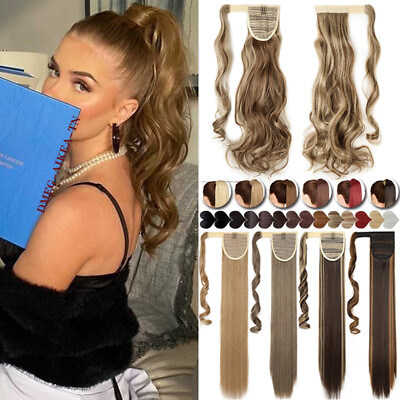#ad Real Thick 100% Wrap On Ponytail Clip In Hair Extension Fake Hairpiece for Human $12.33