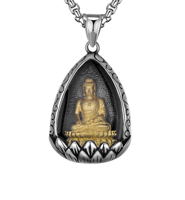 Men#x27;s Buddhist Amulet Buddha Necklace Pendant Stainless Steel Lucky Gift $9.99