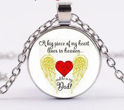 #ad MEMORY ANGEL WORDS WINGS HEAVEN DAD Pendant Sterling Silver plated 20quot; Necklace $19.89