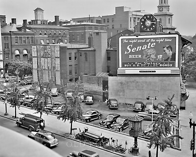 #ad Senate Beer Billboard 1942 Photo Automobile Street Scene Washington DC 8x10 WWII $7.99