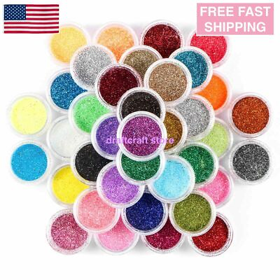 #ad 45 Mix Colors Art Powder GLITTER Dust SET UV Acrylic Nail Tips Glitters Manicure $12.95