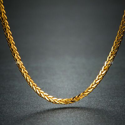 #ad #ad Real 18K Yellow Solid Gold Necklace Women Wheat Link 1.2mm Lucky Chain 18quot;L $192.68