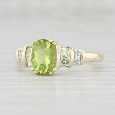 #ad Oval Lab Created Green Peridot Diamond Engagement Ring 14K Yellow Gold Finish $84.97