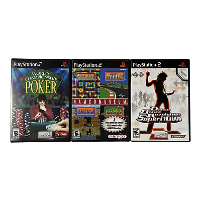 #ad PS2 Game Lot World Championship Poker Namco Museum Dance Dance Revolution DDR $21.96