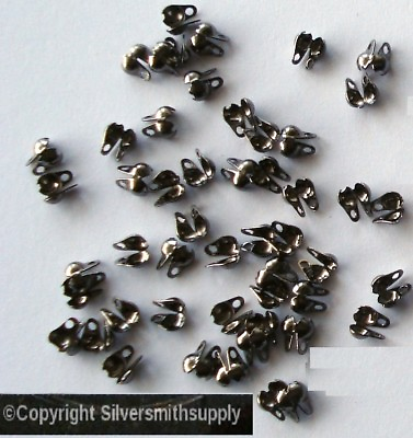 #ad #ad Necklace ends 3mm BLACK plated closed loop clam shell bead tips 50pcs FPC031 $1.95