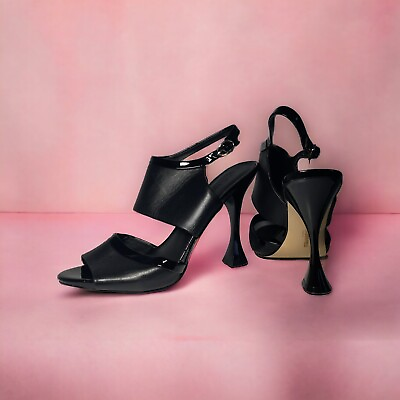 #ad Karl Lagerfeld Womens Camryn Heels Leather Sandals Black US 9 $89.00