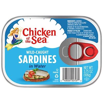 #ad Chicken of the Sea Sardines in Water Wild Caught 3.75 oz. Can Pack of 18 $25.85
