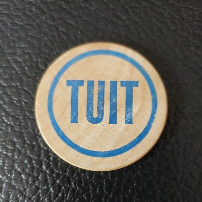 #ad Real wooden Nickel A Round TUIT Excel blue lettering $8.11
