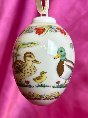 #ad Hutschenreuther Old Winther Easter Egg German Porcelain Ornament Ducks 2002 IOB $9.95