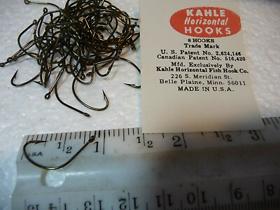 #ad 100 Size 8 Kahle Offset Hooks Straight Eye Bronze MADE IN USA $10.00