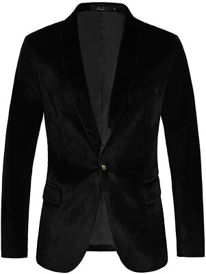 #ad THWEI Mens Velvet Blazer Slim Fit Solid Blazer Sport Coat $144.39