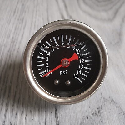#ad 1.5quot; Dial Universal Fuel Pressure Gauge Liquid 0 15psi Pressure Gauge 1 8quot; NPT $12.59