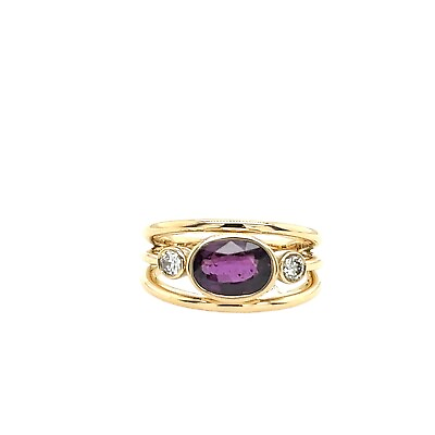#ad 14ct Yellow Gold Ruby amp; Diamond Ring Set With 1.16ct Oval Ruby and 2 Diamonds GBP 1675.00