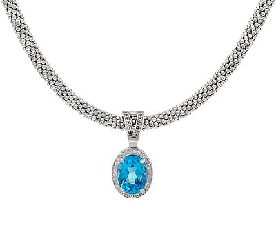 #ad QVC Italian Silver 7.20 ct Blue Topaz Enhancer with Necklace Sterling Silver $229.99