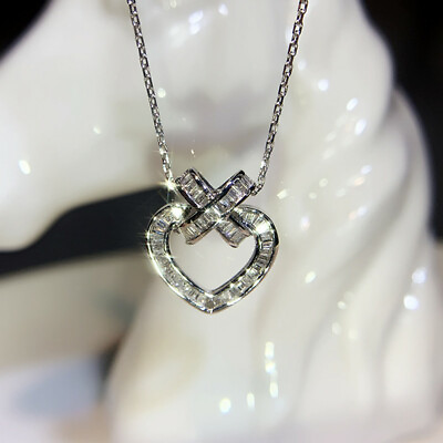 #ad For Women Heart Anniversary Cubic Zircon Fashion 925 Silver Necklace Pendant C $3.34