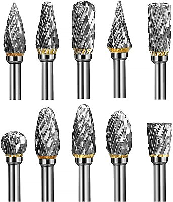 #ad Tungsten Carbide Rotary Burr Bit Set 1 8quot; Cutting Carving Burrs for Dremel Tool $12.89
