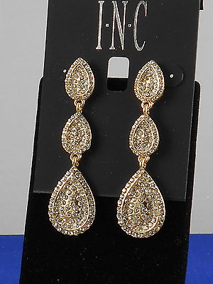 #ad Macy#x27;s I.N.C. Goldtone Clear Pave#x27; Teardrop Triple Drop Earrings $29.50 $12.50