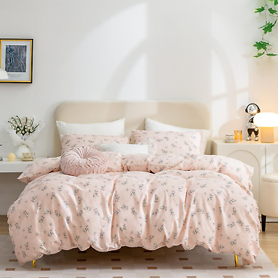 #ad Duvet Cover Queen Floral 100% Cotton 3 Pieces Flower Bedding Sets Queen Garden $74.99