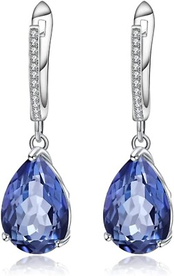 #ad Infinity 10Carat Iolite Blue Mystic Quartz Dangle Earrings in925 Sterling Silver $49.49
