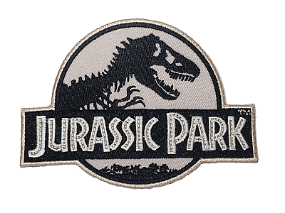 #ad JURASSIC PARK hook fastener tactical Embroidered Patch BLACK WHITE Cut Out $7.99