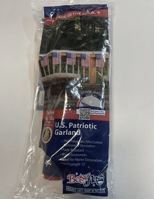 #ad Betsy Flags 12 Piece U.S. Patriotic Garland 8” x 12” Flags Made in U.S.A New $7.46