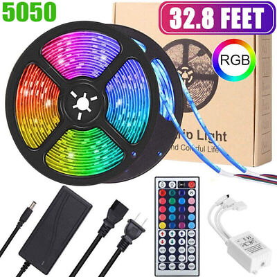 LED Strip Lights 100ft 50ft Music Sync Bluetooth 5050 RGB Room Light with Remote $11.99