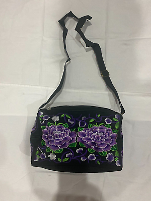 #ad Embroidered Crossbody Bag Purse Clutch Purple Peony $19.99