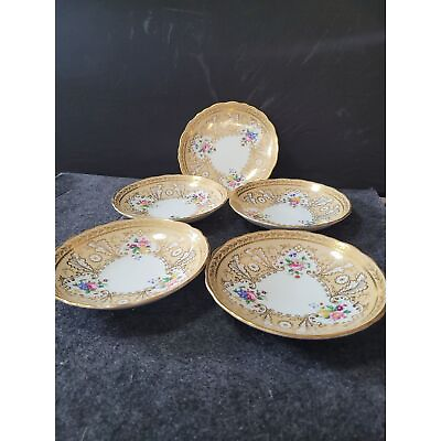 #ad Antique Cauldon China Floral Gilt SAUCERS 5 Tiffany amp; Co Hand Painted 1622T $249.00