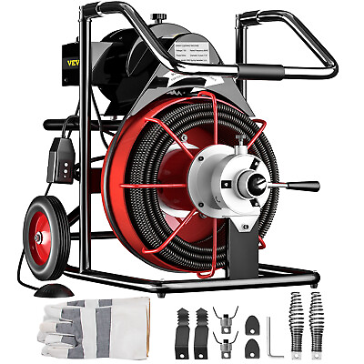 #ad 100#x27; x 1 2quot; Drain Cleaner 550W Electric Sewer Snake Cleaning Machine W Cutters $405.99
