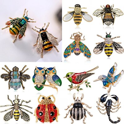 #ad Fashion Lovely Bee Bird Insects Crystal Brooch Pin Women Bouquet Jewelry Gift GBP 2.59
